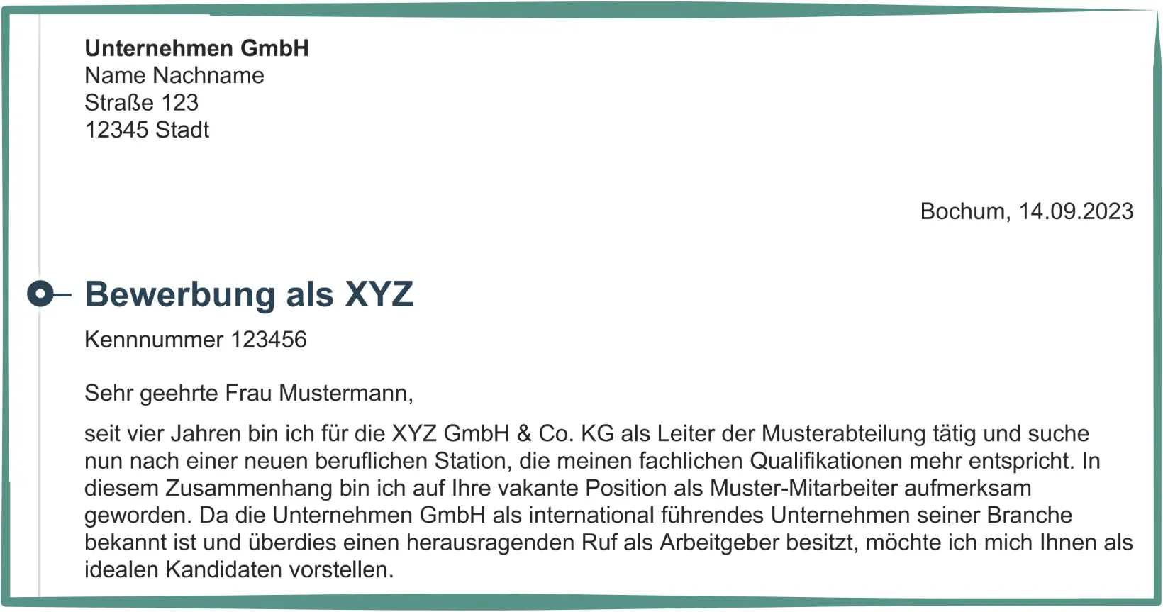 Bewerbungsschreiben Einleitung Beispiel