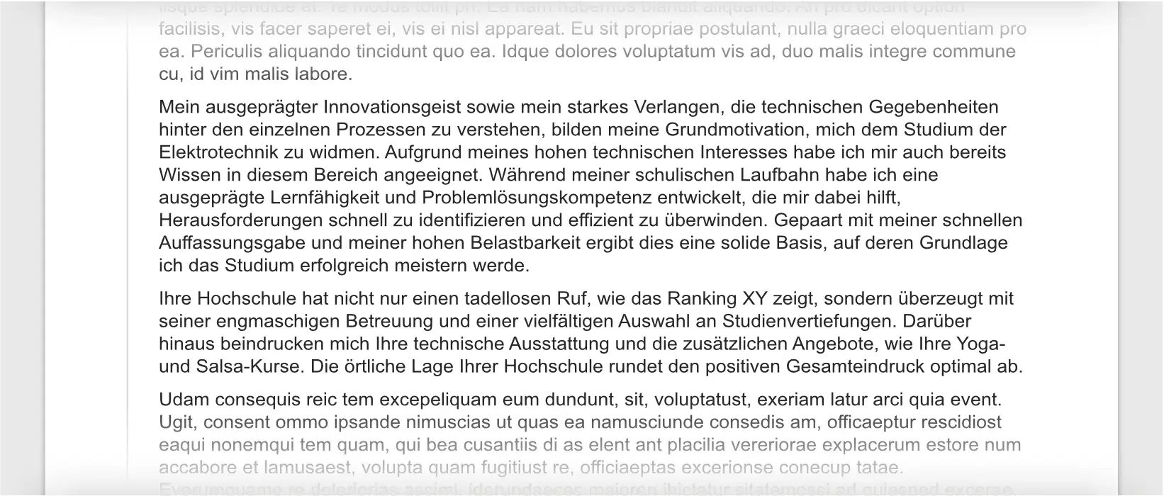 Motivationsschreiben Studium Beispiel Hauptteil