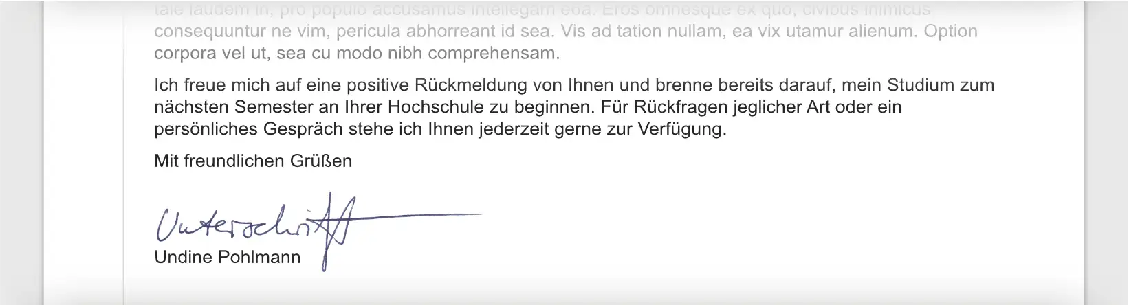 Motivationsschreiben Studium Beispiel Schlusssatz