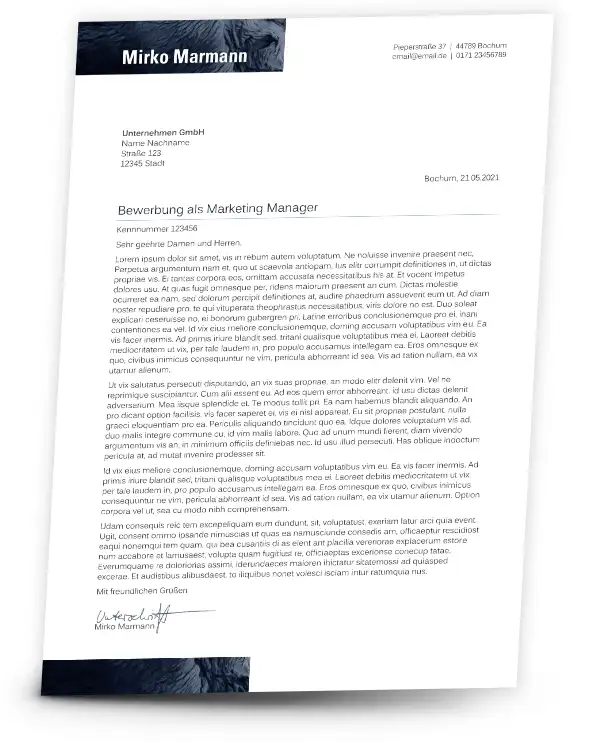 Bewerbung nach Neuorientierung - Anschreiben