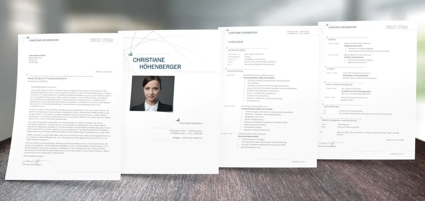 Bewerbungsdesign Entschlossen Übersicht