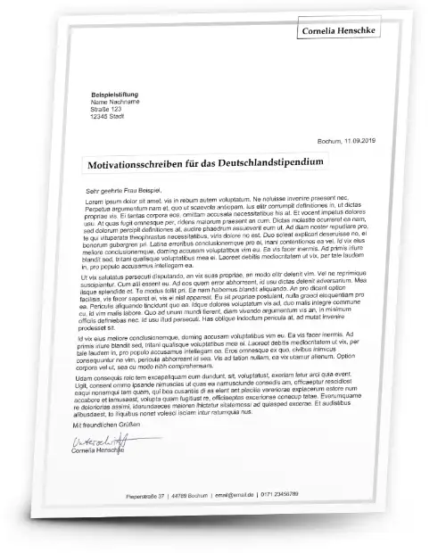 Motivationsschreiben Stipendium