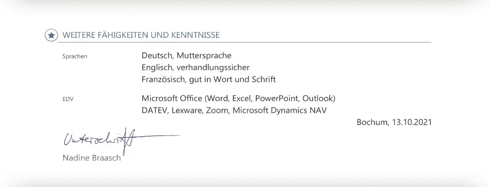 Bewerbung Sachbearbeiter - Lebenslauf - Weitere Fähigkeiten Bewerbung Sachbearbeiter - Lebenslauf - Weitere Fähigkeiten
