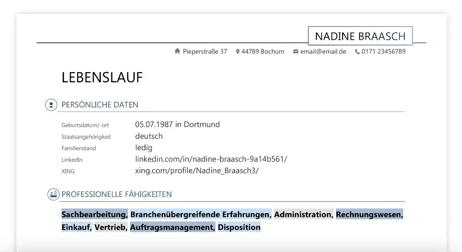 Bewerbung Sachbearbeiter - Lebenslauf - Persönliche Daten Bewerbung Sachbearbeiter - Lebenslauf - Persönliche Daten
