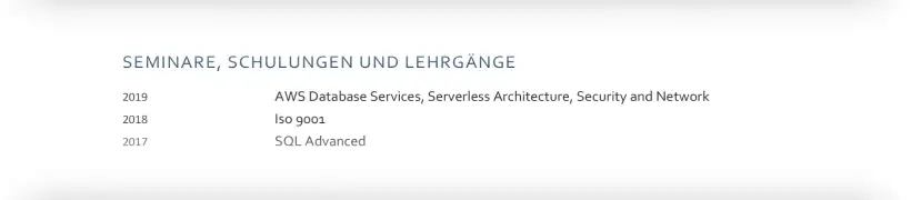 Bewerbung IT - Lebenslauf - Weiterbildungen