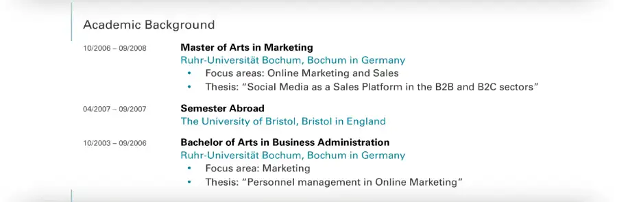 Curriculum Vitae / CV - Academic Background