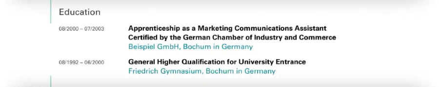 Curriculum Vitae / CV - Education