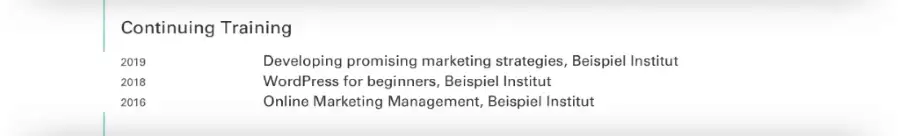 Curriculum Vitae / CV - Continuing Training