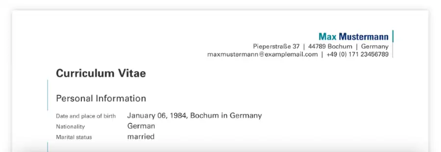 Curriculum Vitae / CV - Personal Information
