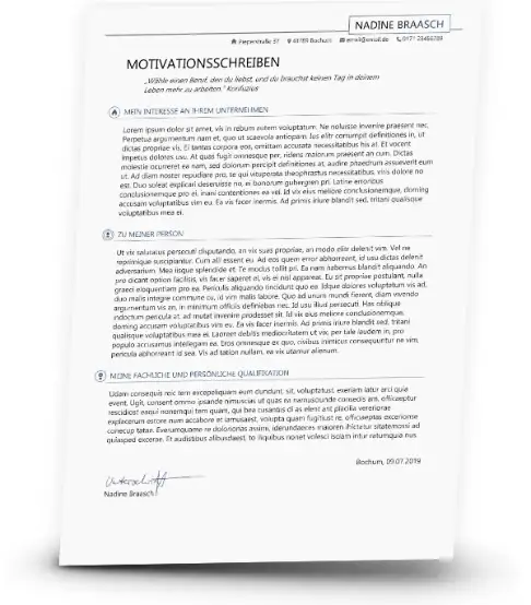 Bewerbungsunterlagen - Motivationsschreiben