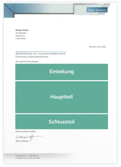 Bewerbung Fachinformatiker - Anschreiben