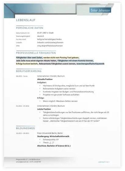 Bewerbung Fachinformatiker - Lebenslauf