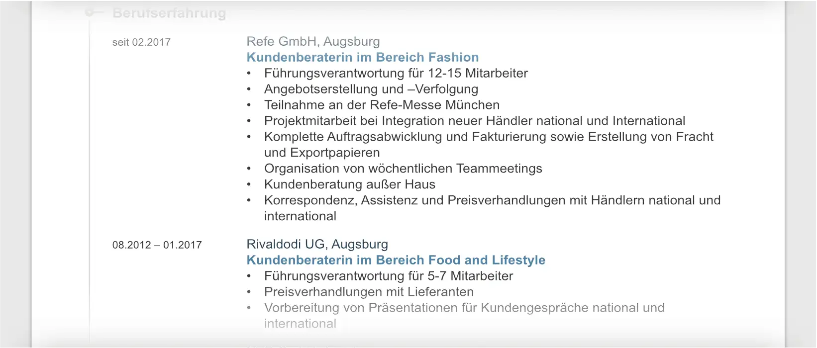 Lebenslauf - Länge durch Stichpunkte beeinflussen