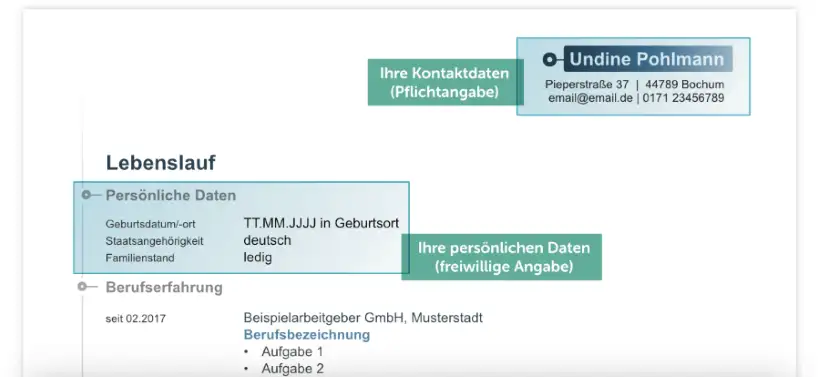 Lebenslauf - Persönliche Daten