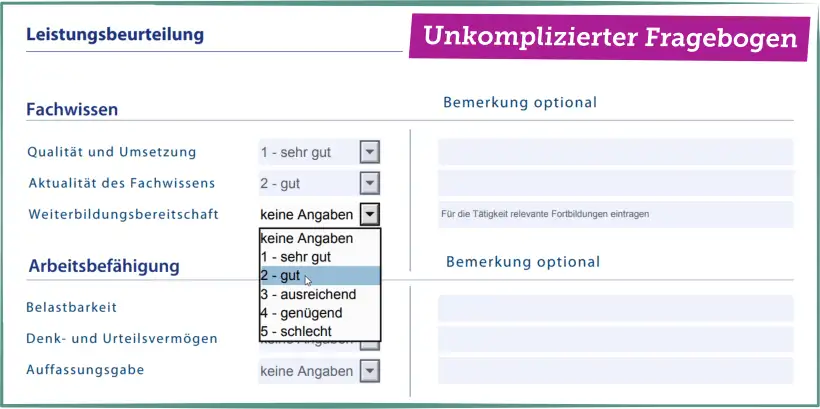 Arbeitszeugnis schreiben lassen - Fragebogen