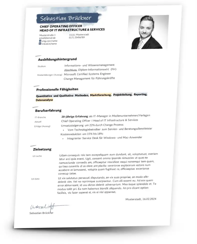 Beispiel für ein Kurzprofil Beispiel für ein Kurzprofil